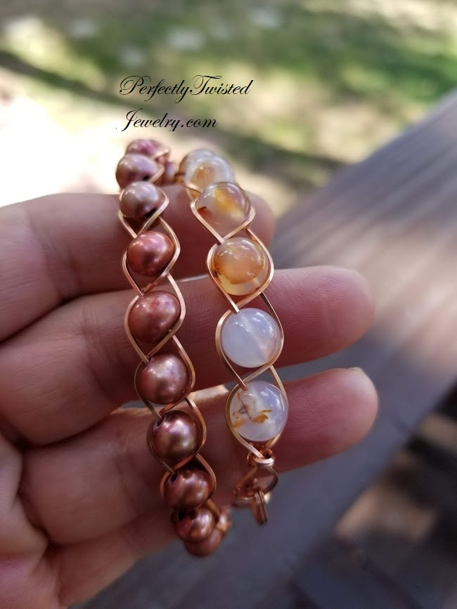 Sunday March 22, 2020, 1pm to 5pm Wire Bracelet Class at Lithos - Beginner  Copper Wire and Beaded Bracelet